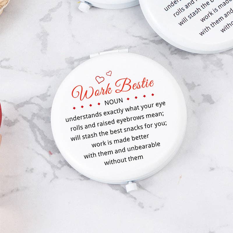 White Letter Mini Portable Mirror DP25F411