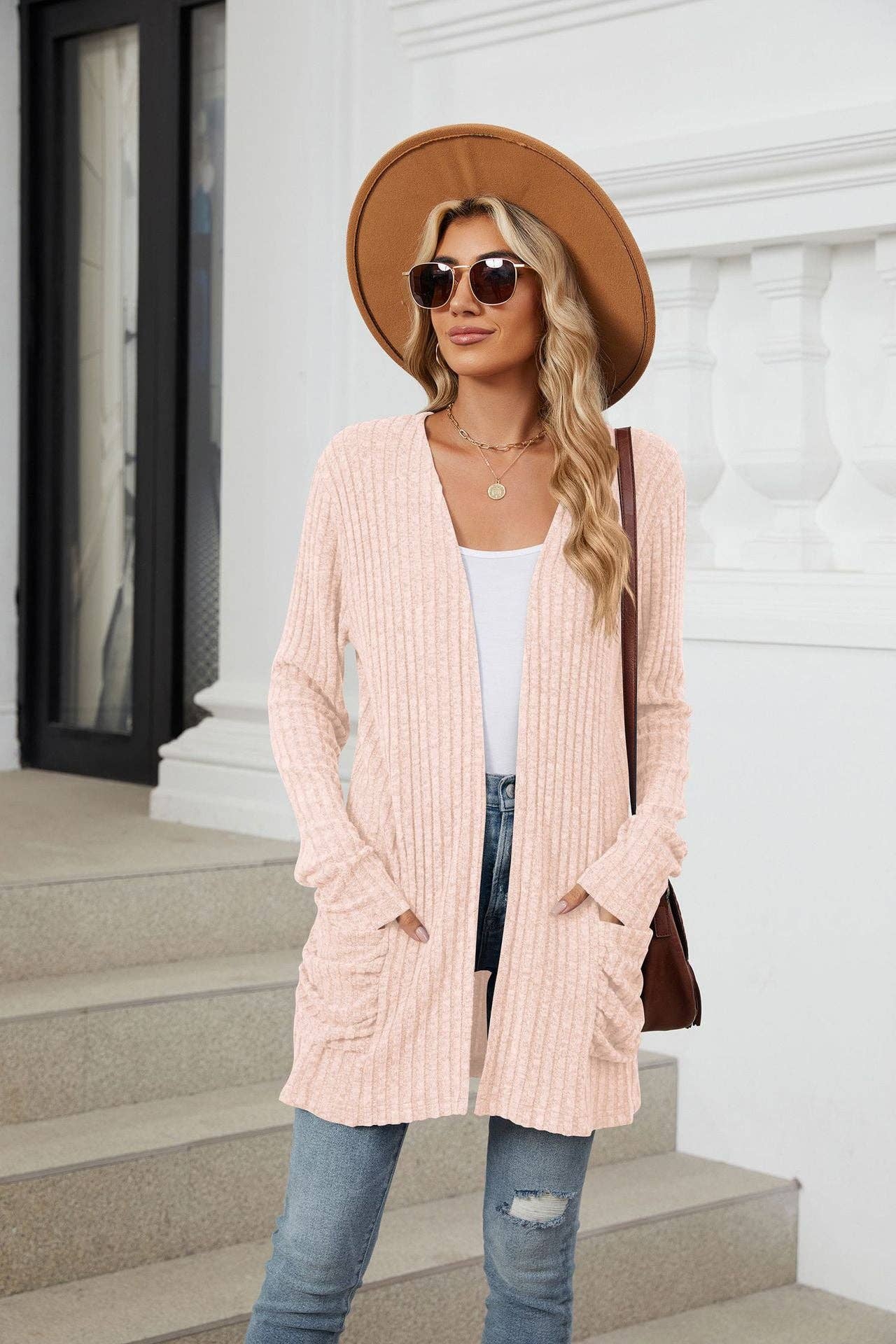 Pocket Long-sleeved Cardigan Sweater