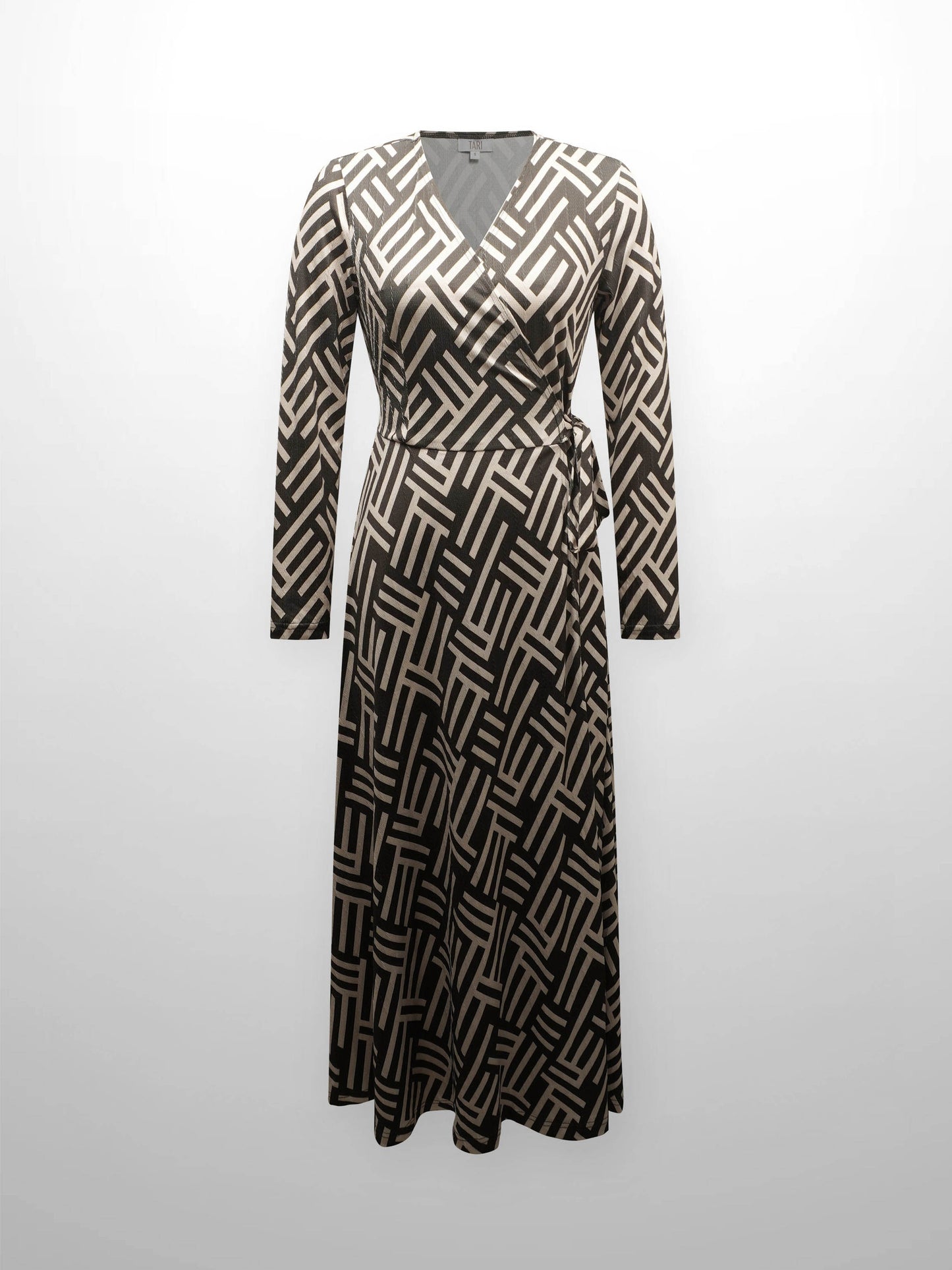 Maxi Wrap Dress-Geo Olive-1