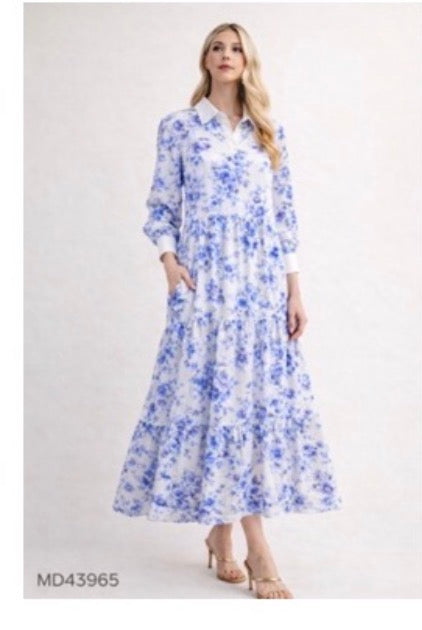 Blue Floral Light Weight Dress