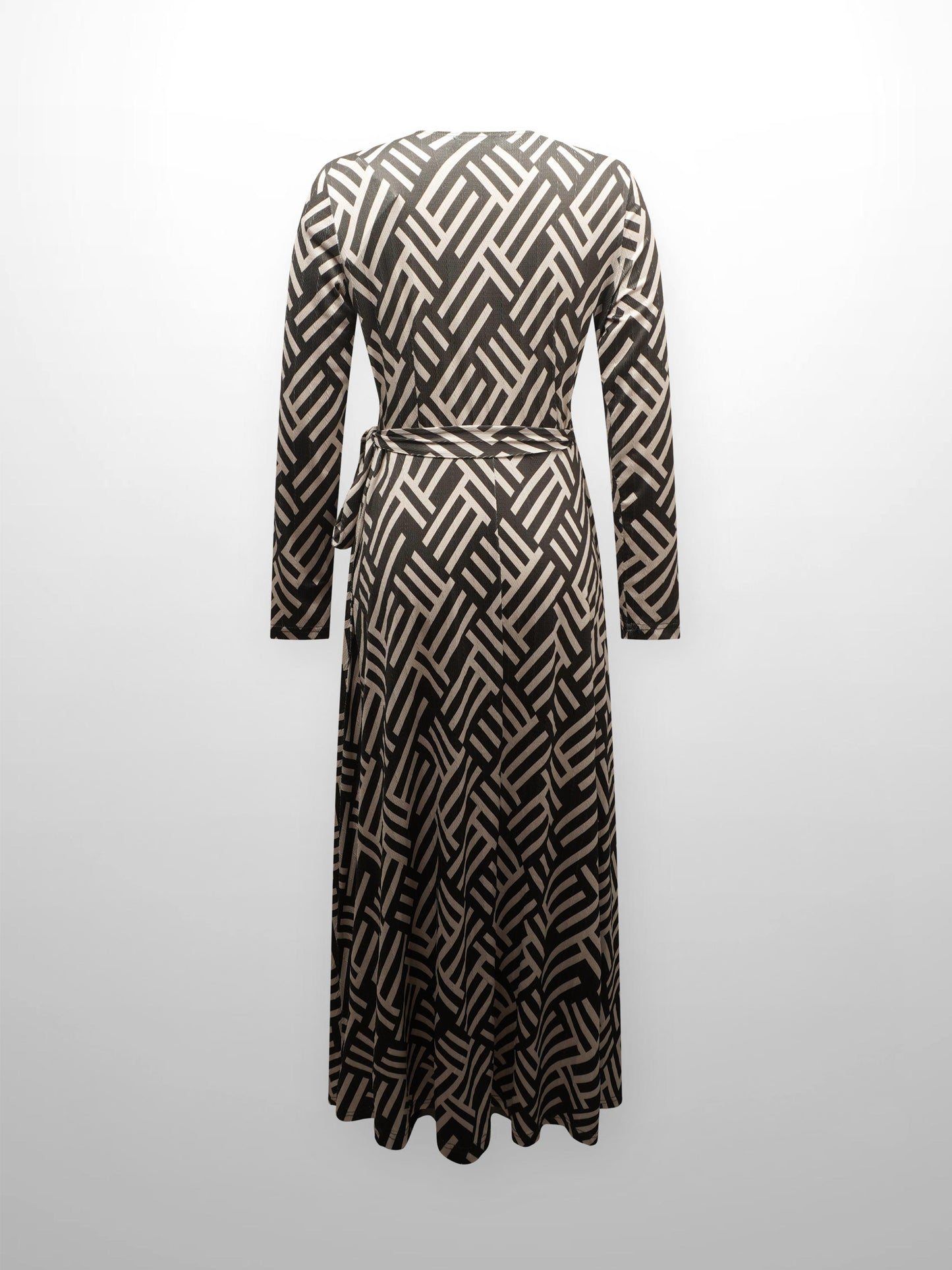 Maxi Wrap Dress-Geo Olive-2