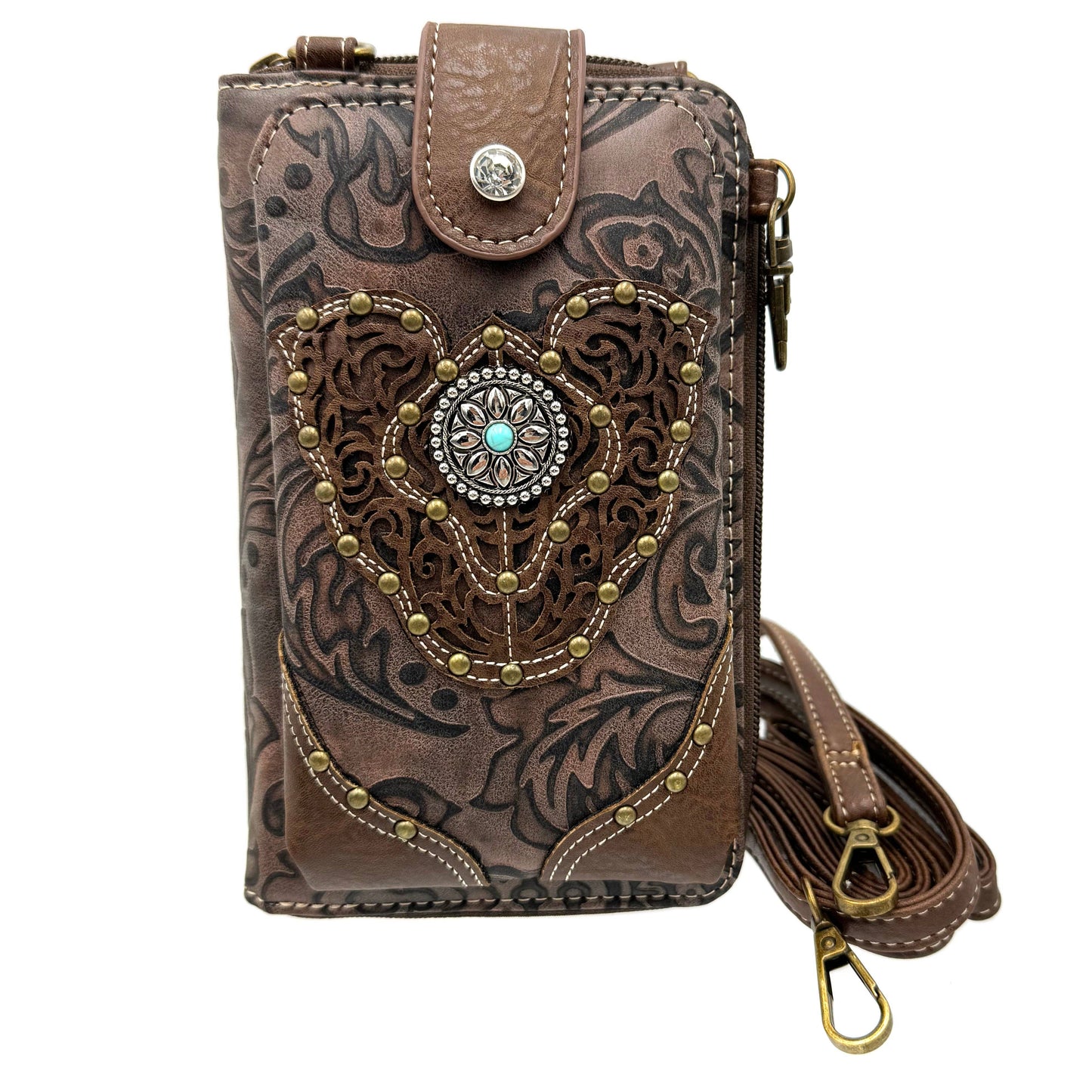 Western Medallion Crossbody Phone Wallet