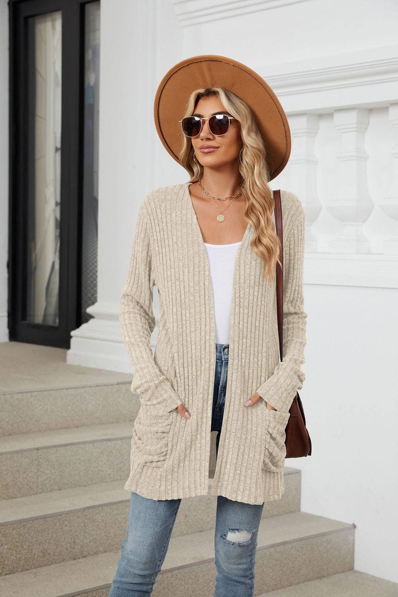 Pocket Long-sleeved Cardigan Sweater