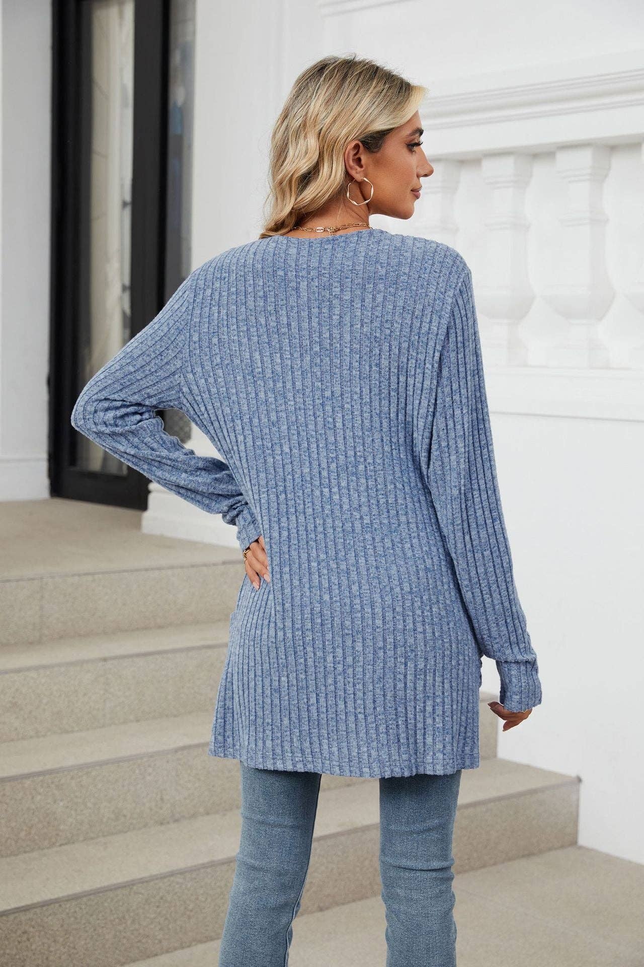 Pocket Long-sleeved Cardigan Sweater
