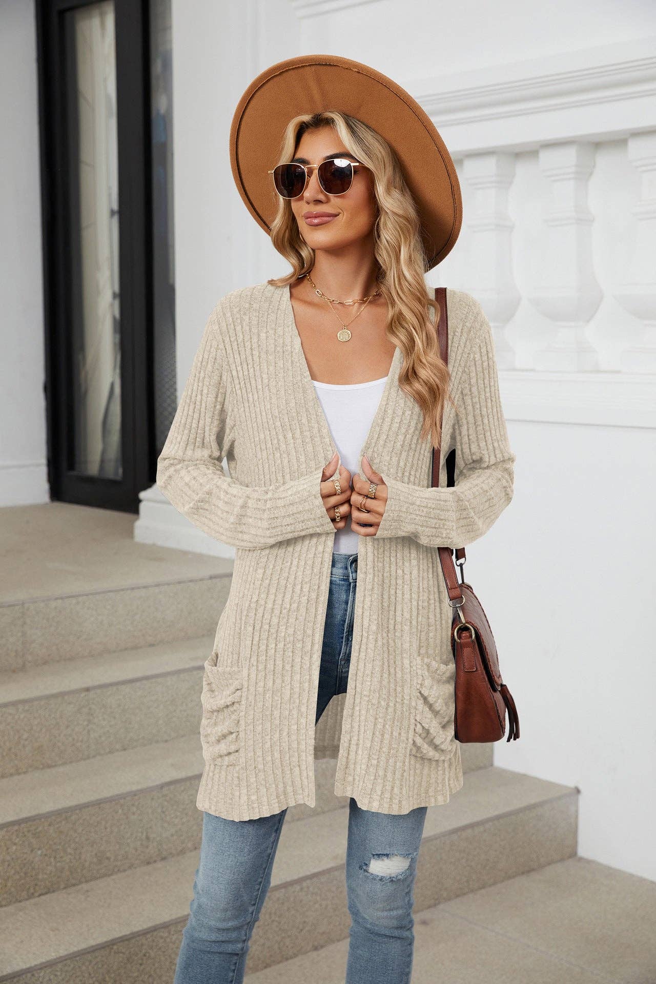 Pocket Long-sleeved Cardigan Sweater