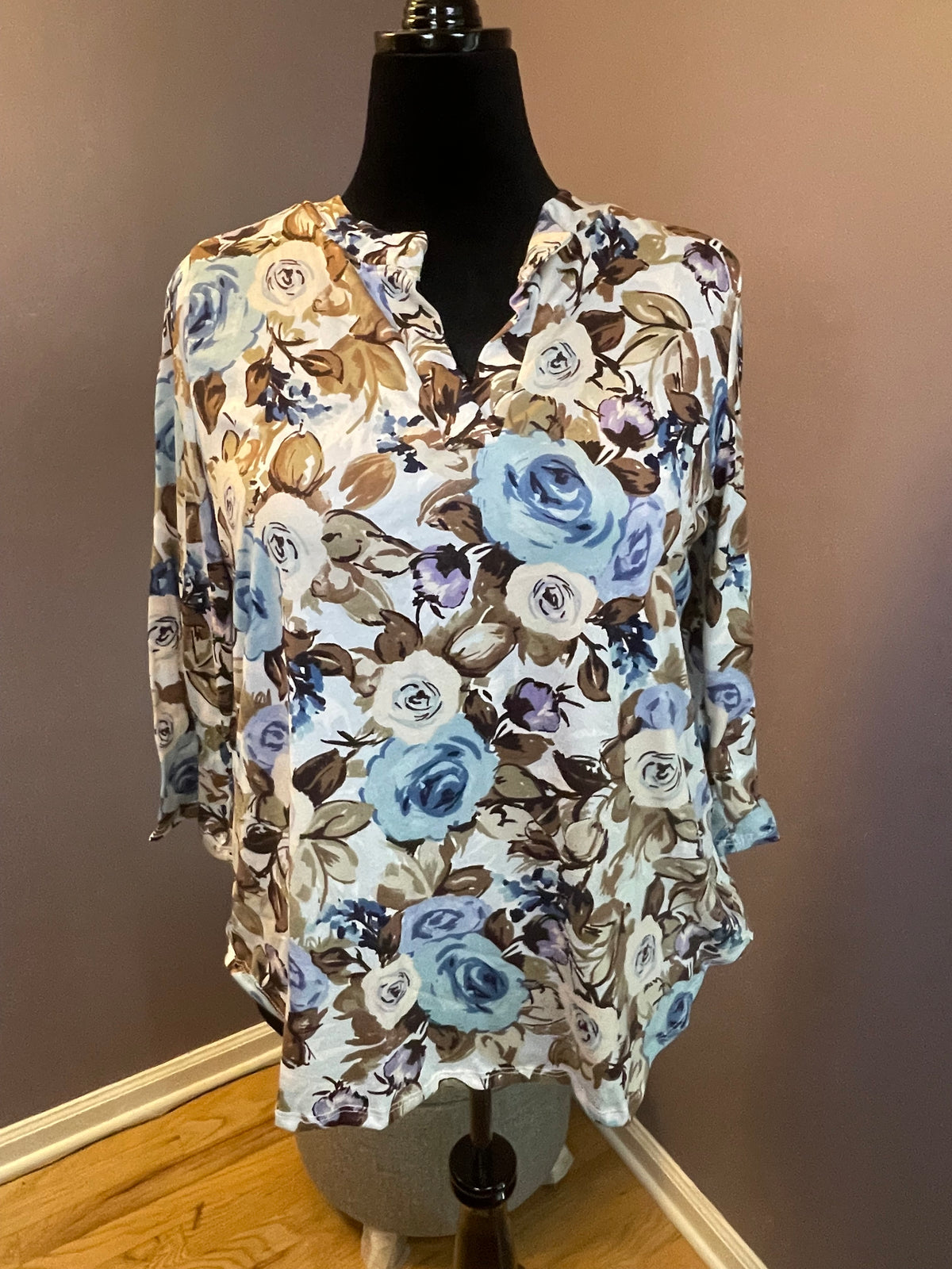 Blue Rose Floral Blouse