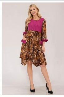 Animal Print Handkerchief Dress