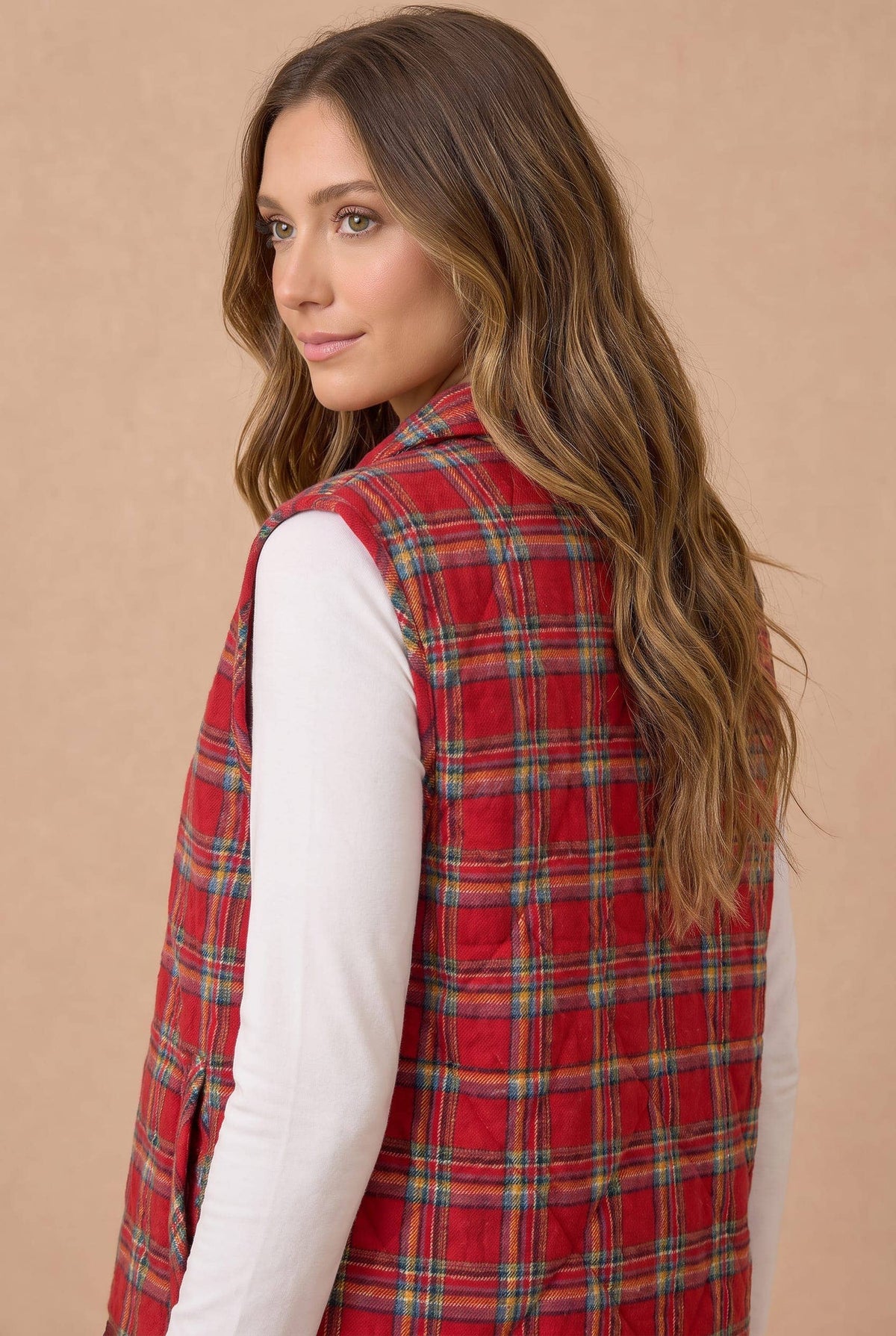 Pre-Order: Plus Snap Button Down Plaid Quilted Puffer Vest