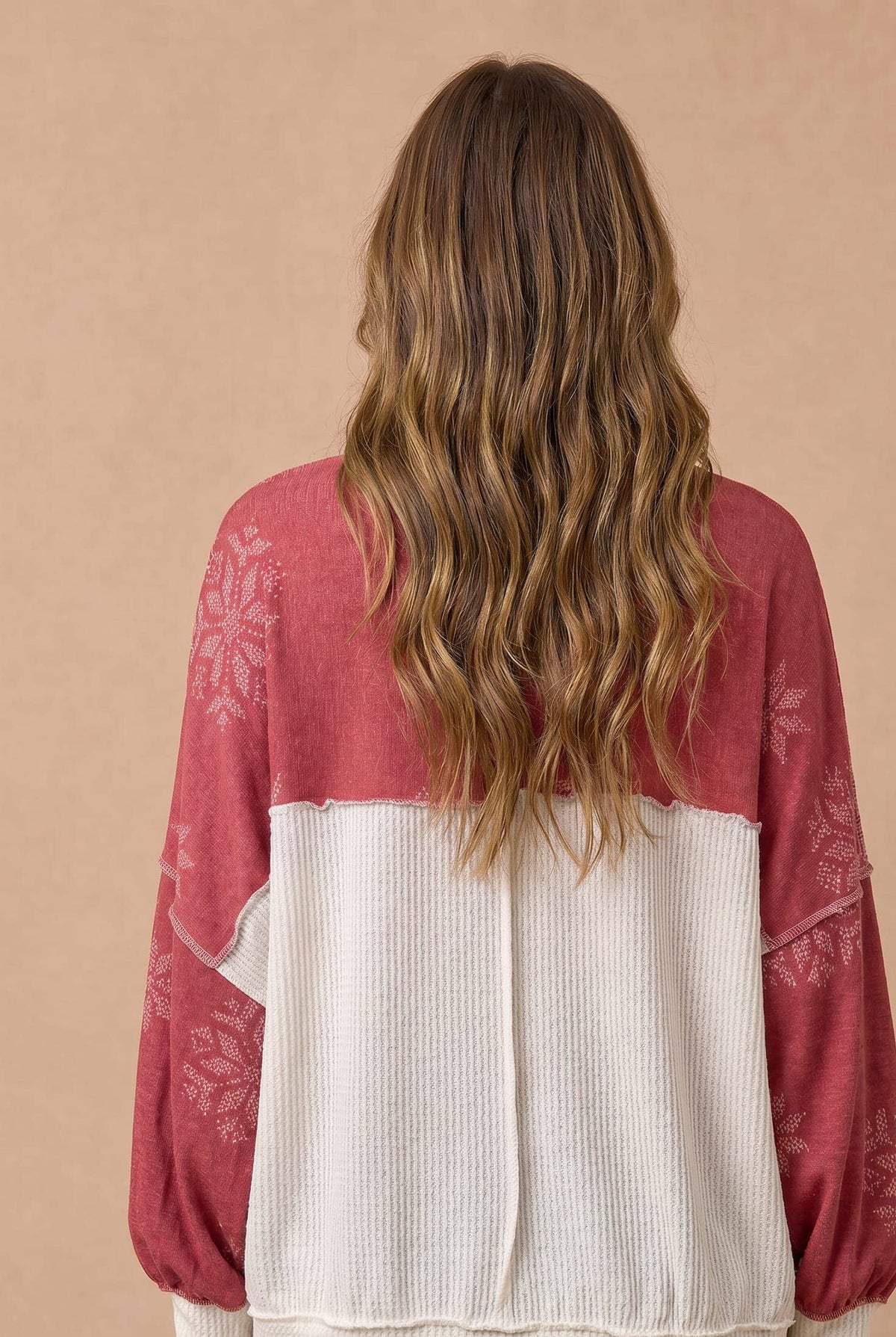 Pre-Order: Plus Snowflake Wave Rib Brushed Hacci Pullover Top