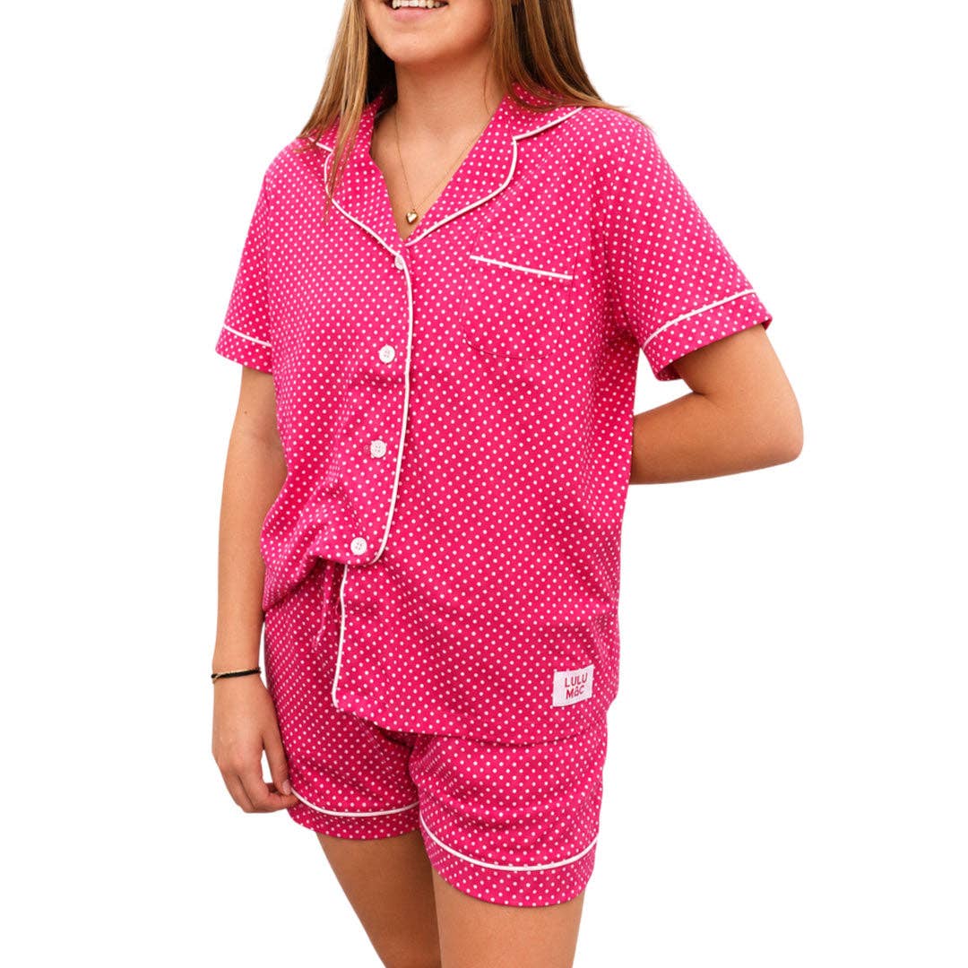 HOT PINK/WHITE DOT Sleepwear Set