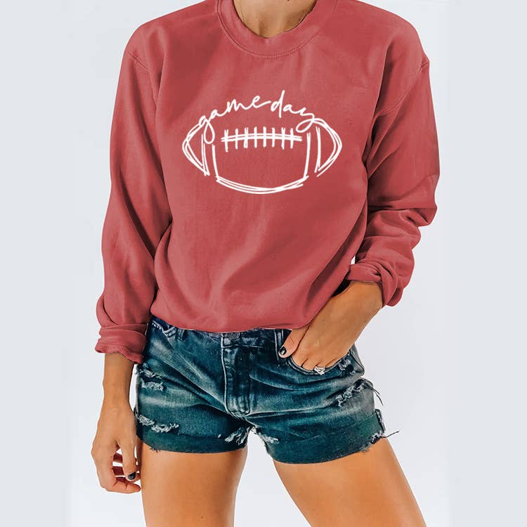 Graphic Football Game Day Casual Sweatshirt CF-SJGDW
