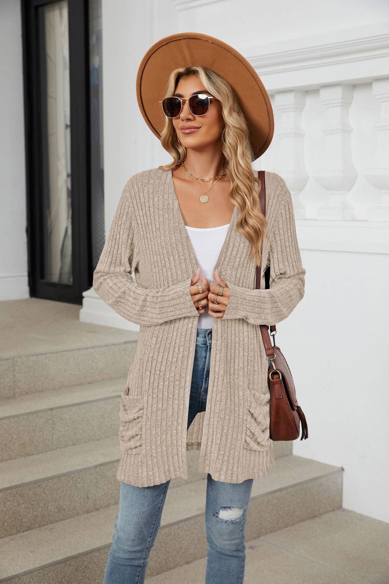 Pocket Long-sleeved Cardigan Sweater