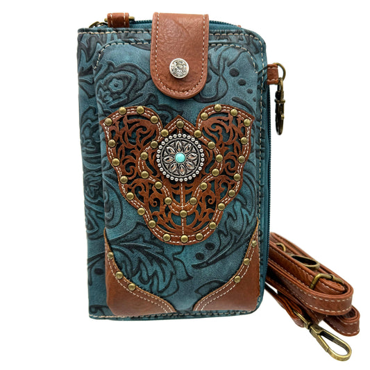 Western Medallion Crossbody Phone Wallet