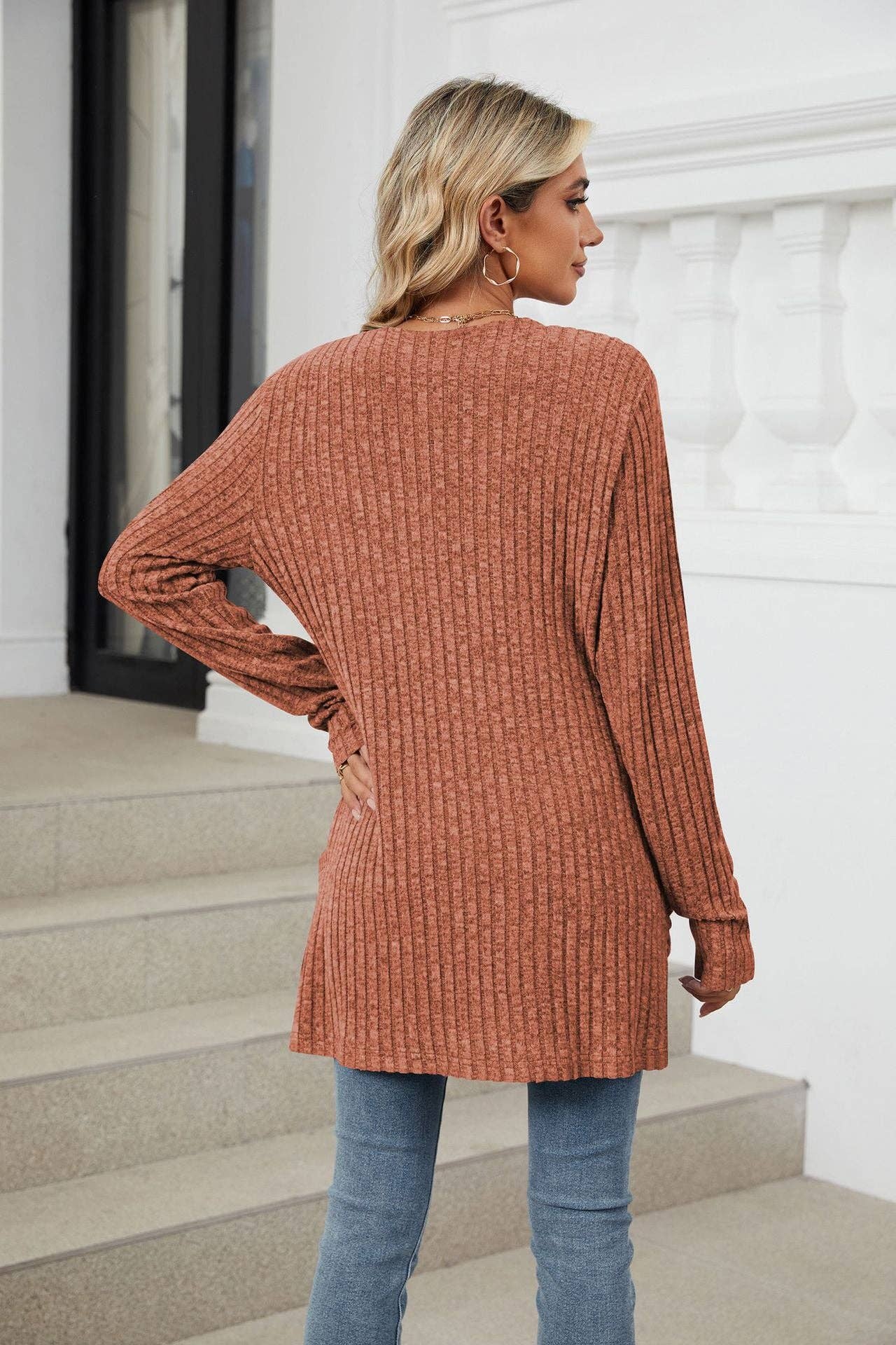 Pocket Long-sleeved Cardigan Sweater