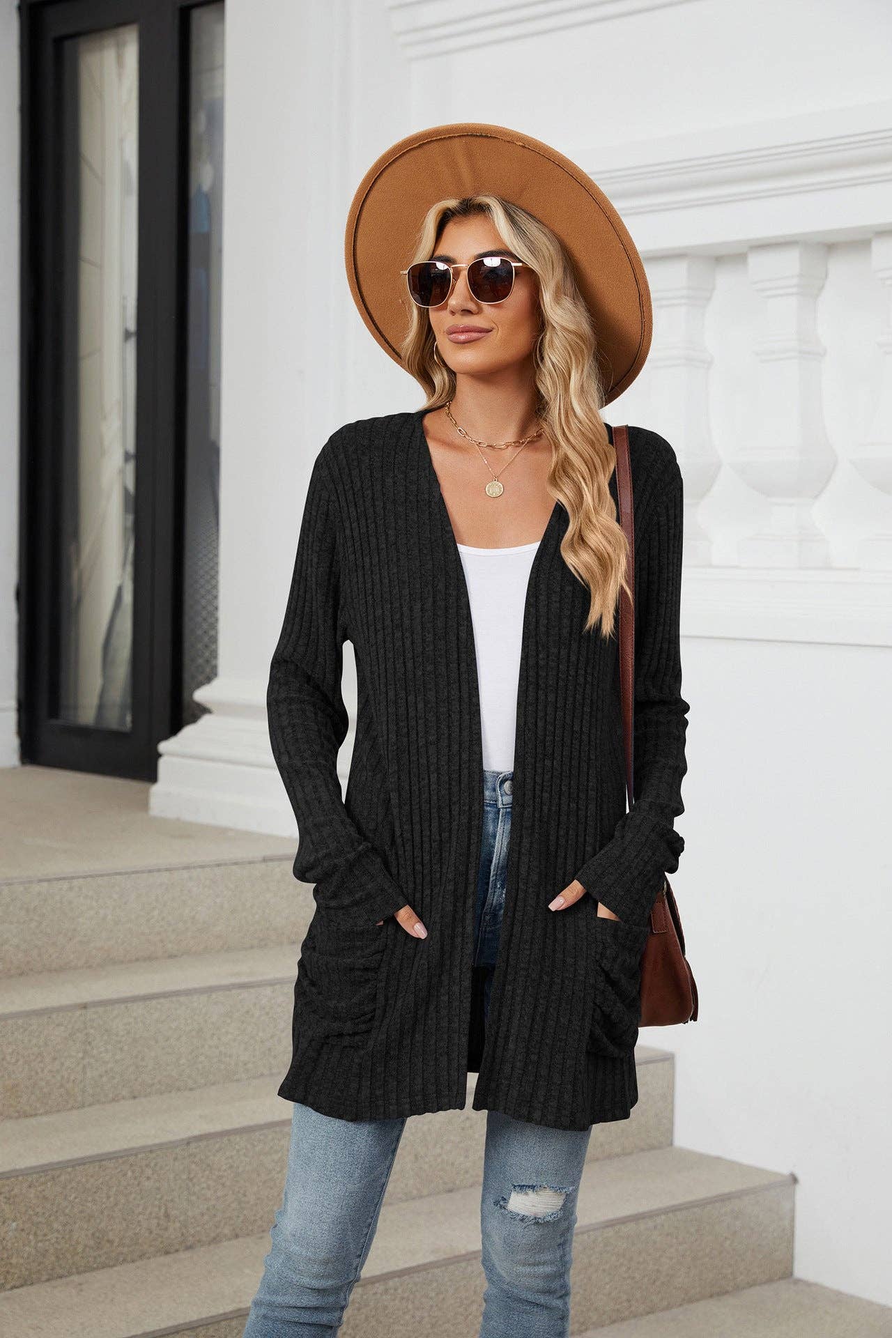 Pocket Long-sleeved Cardigan Sweater