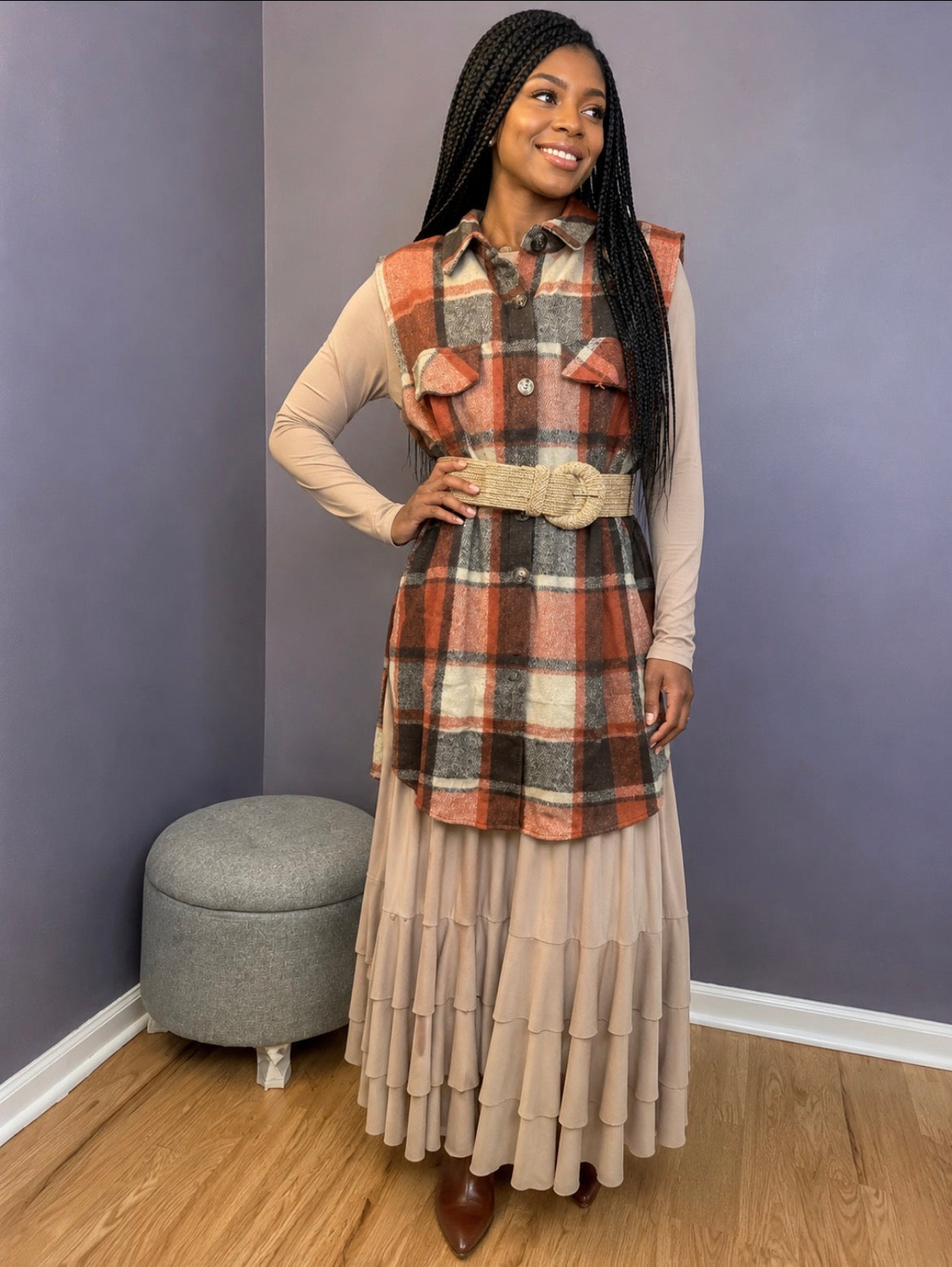 Plaid Sleeveless Vest
