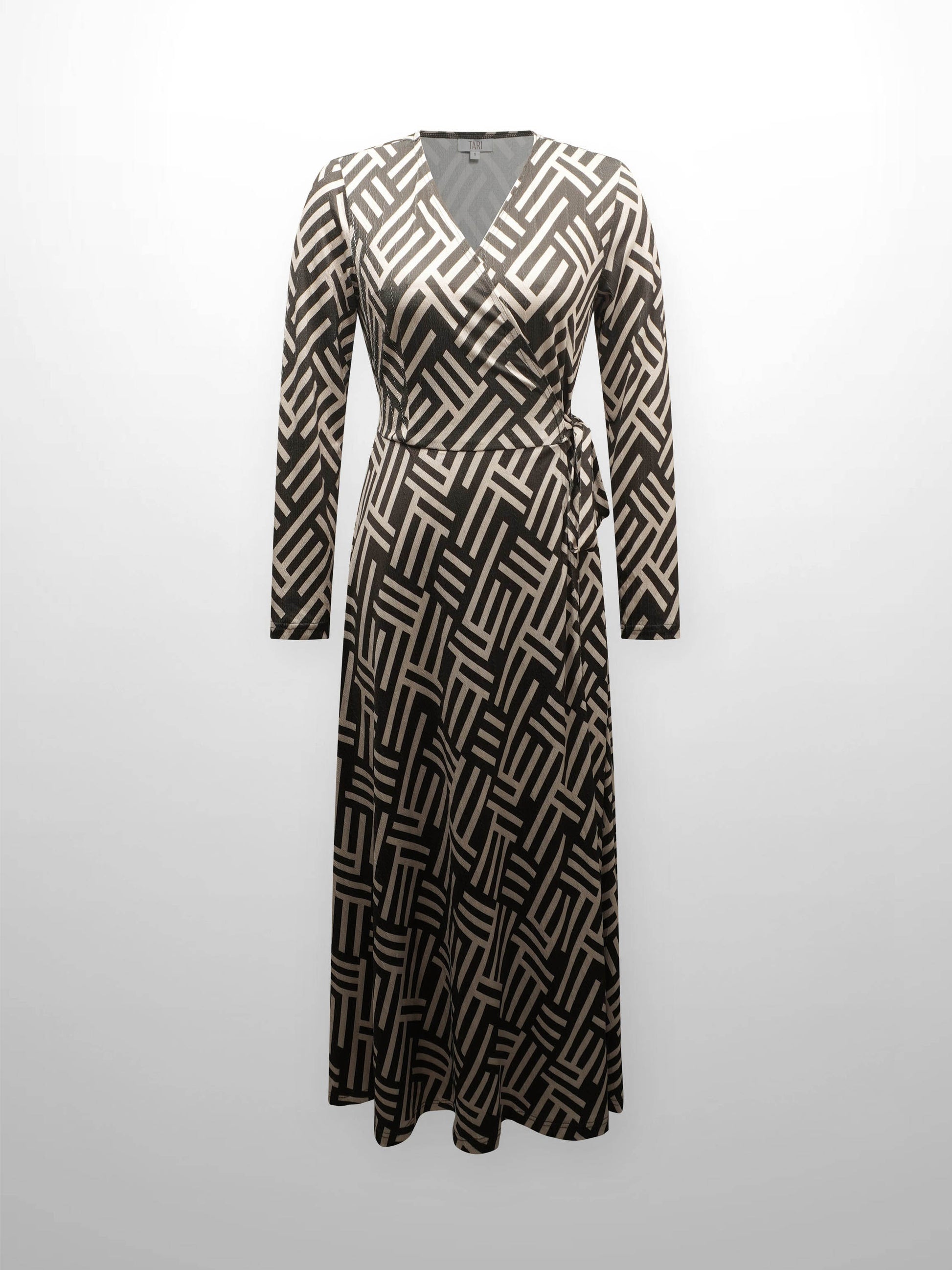 Maxi Wrap Dress-Geo Olive-1