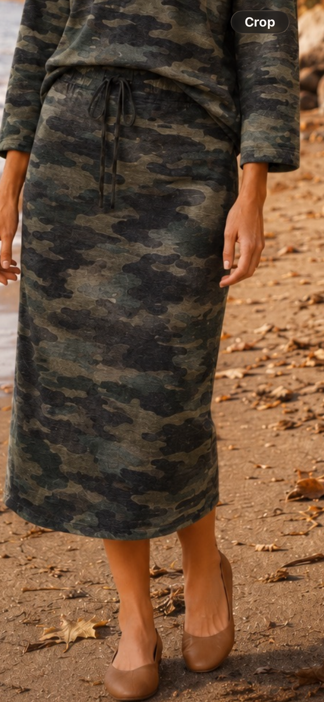 Camouflage Pocket Drawstring Skirt