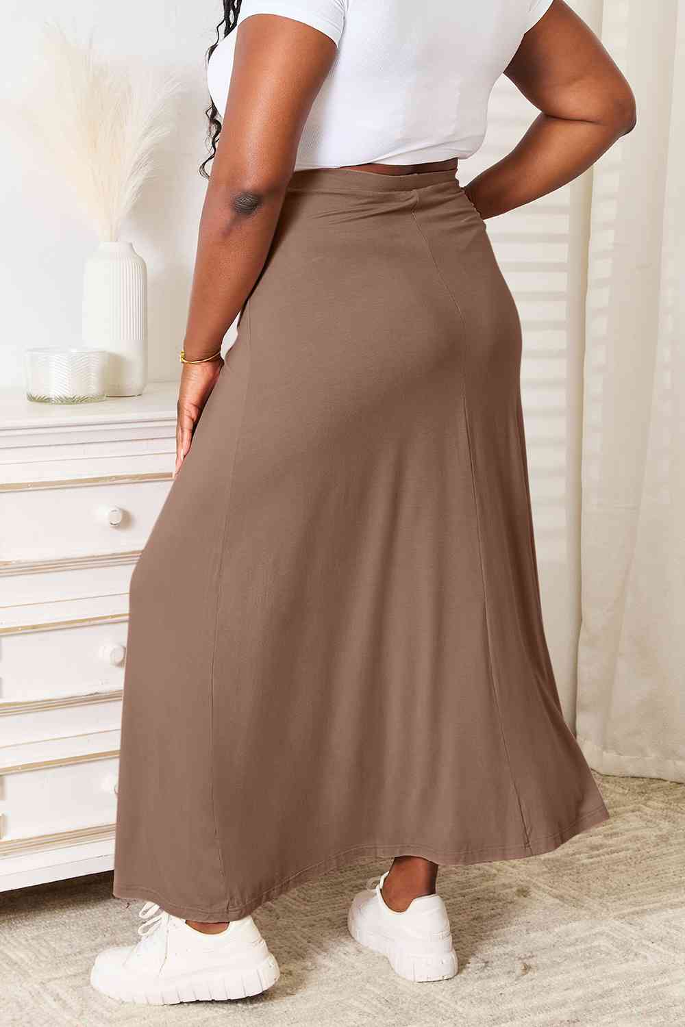 Double Take Full Size Soft Rayon Drawstring Waist Maxi Skirt Rayon-3