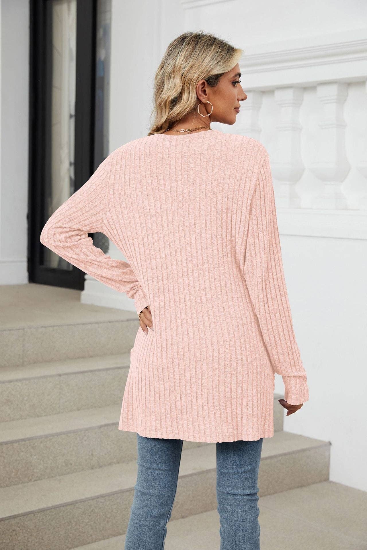 Pocket Long-sleeved Cardigan Sweater