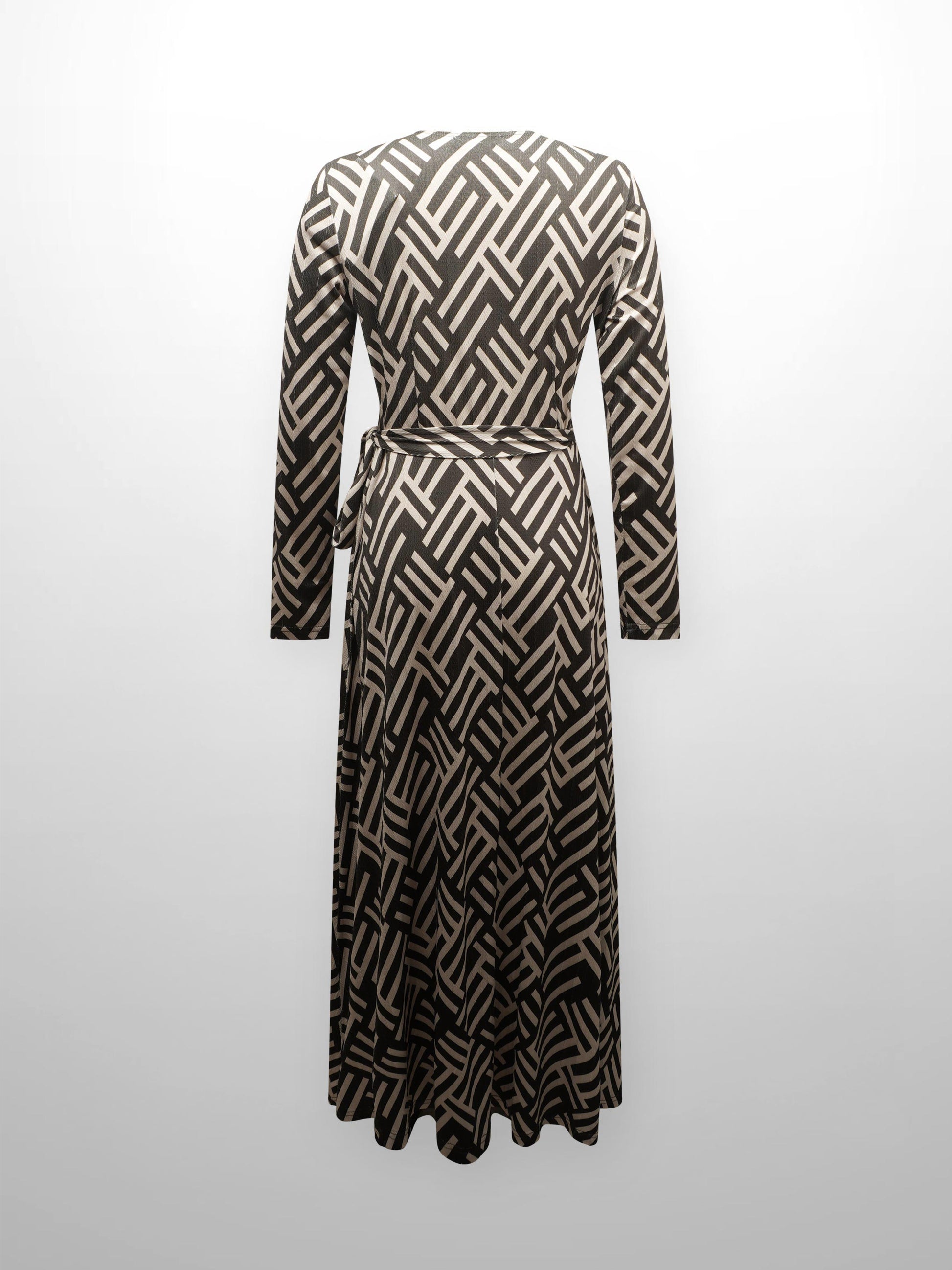 Maxi Wrap Dress-Geo Olive-2