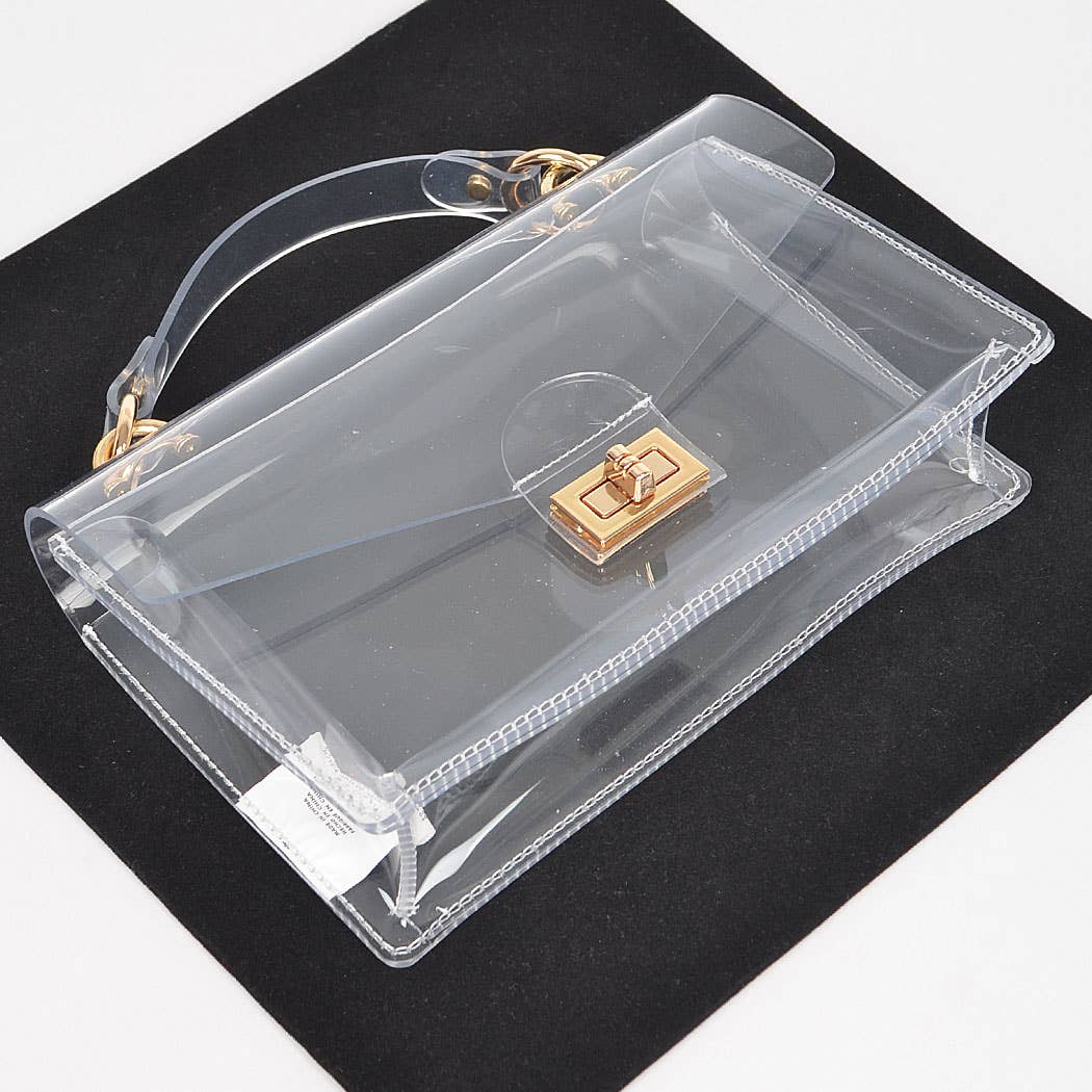Transparent Metal Studded Flap Bag