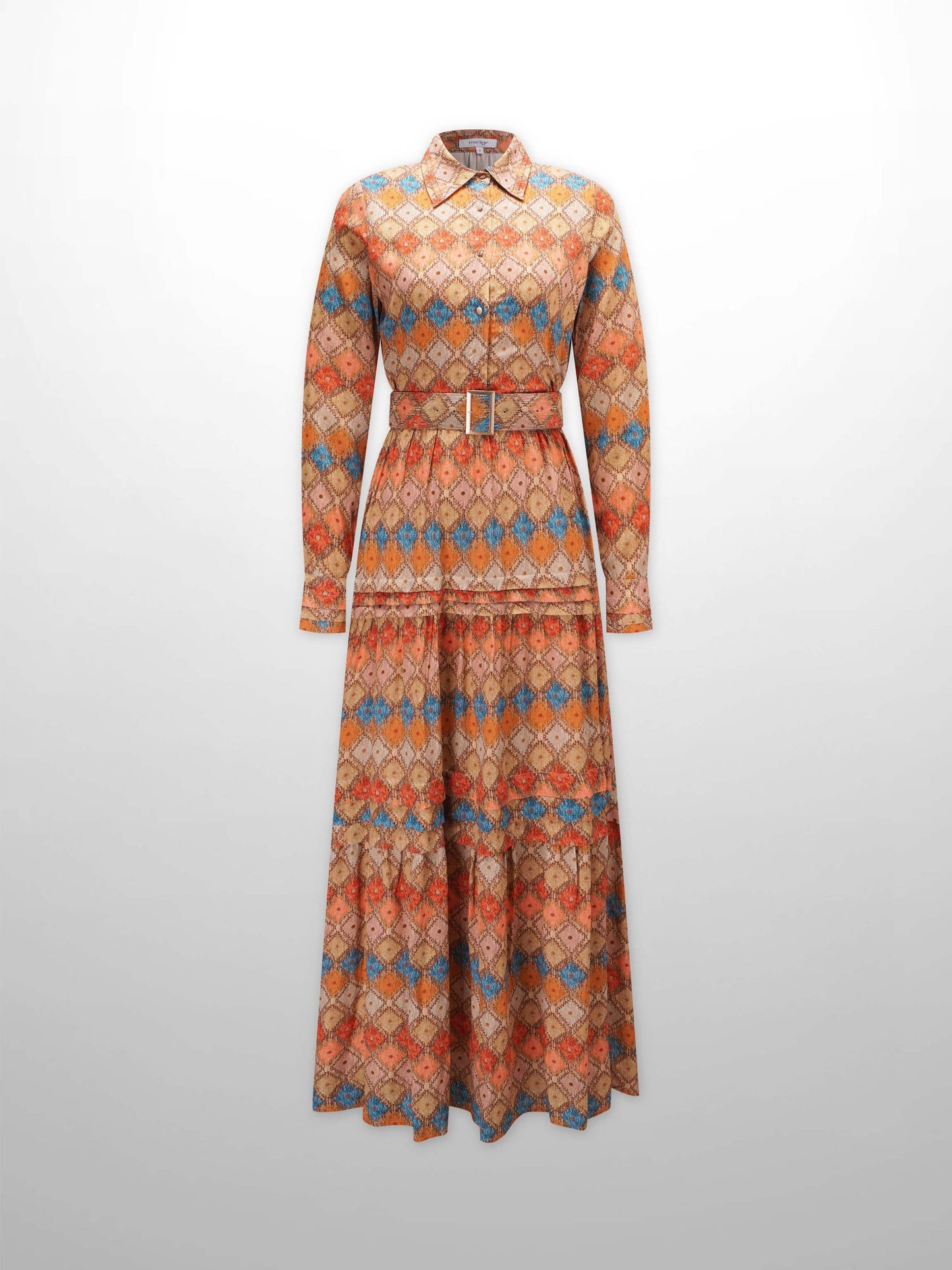 Pleated Tiered Maxi Dress-Diamond Design-1