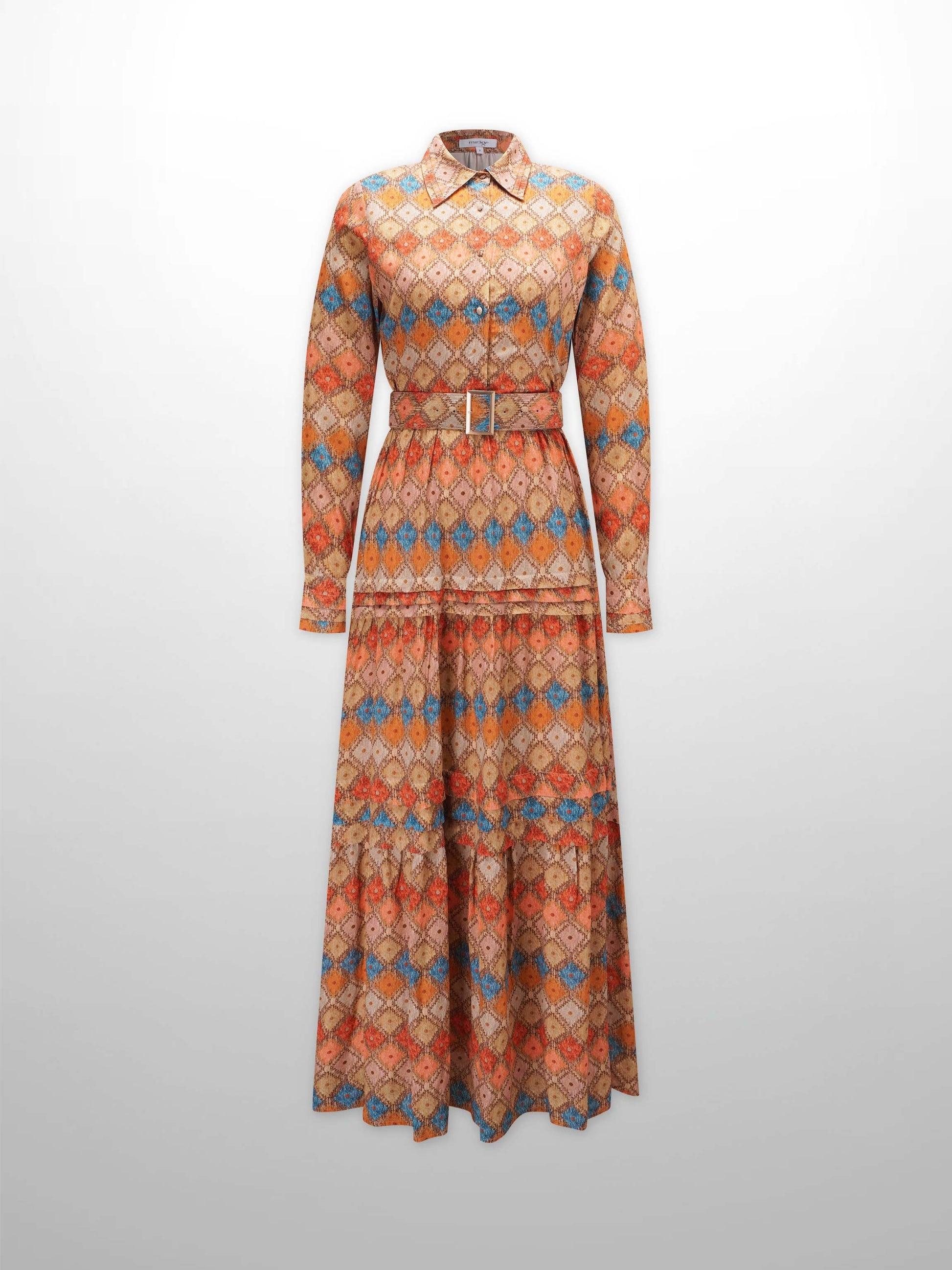 Pleated Tiered Maxi Dress-Diamond Design-1