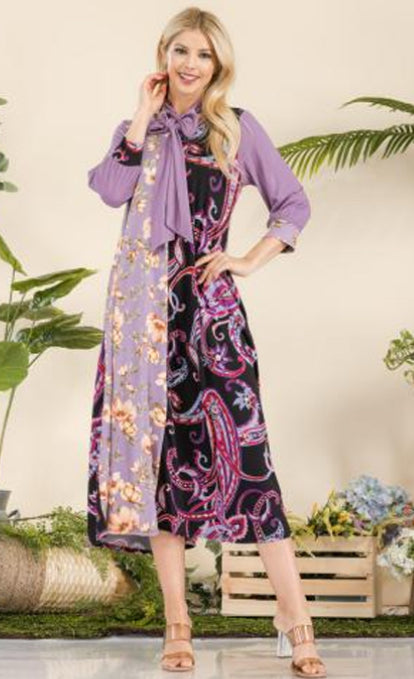 Paisley & Floral Print Tent Dress