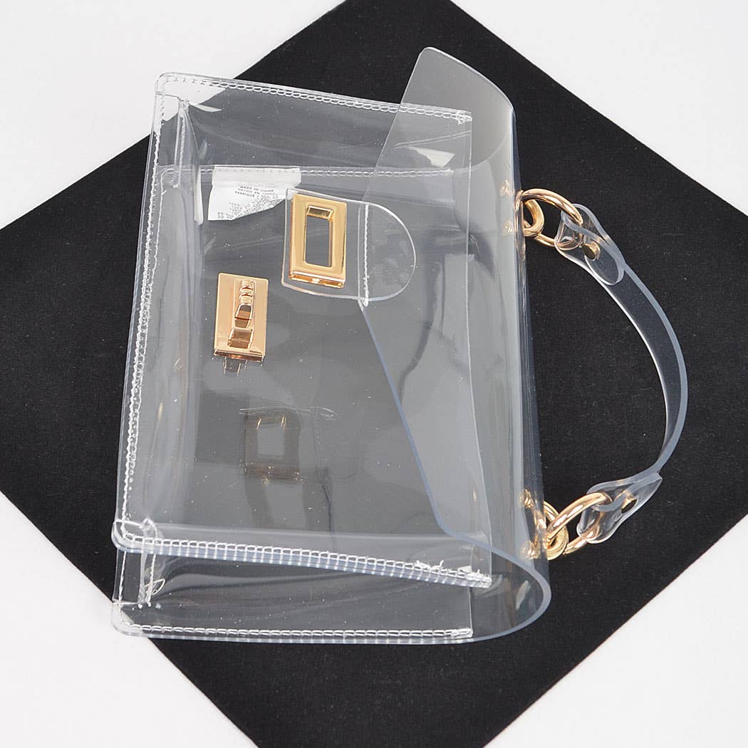 Transparent Metal Studded Flap Bag