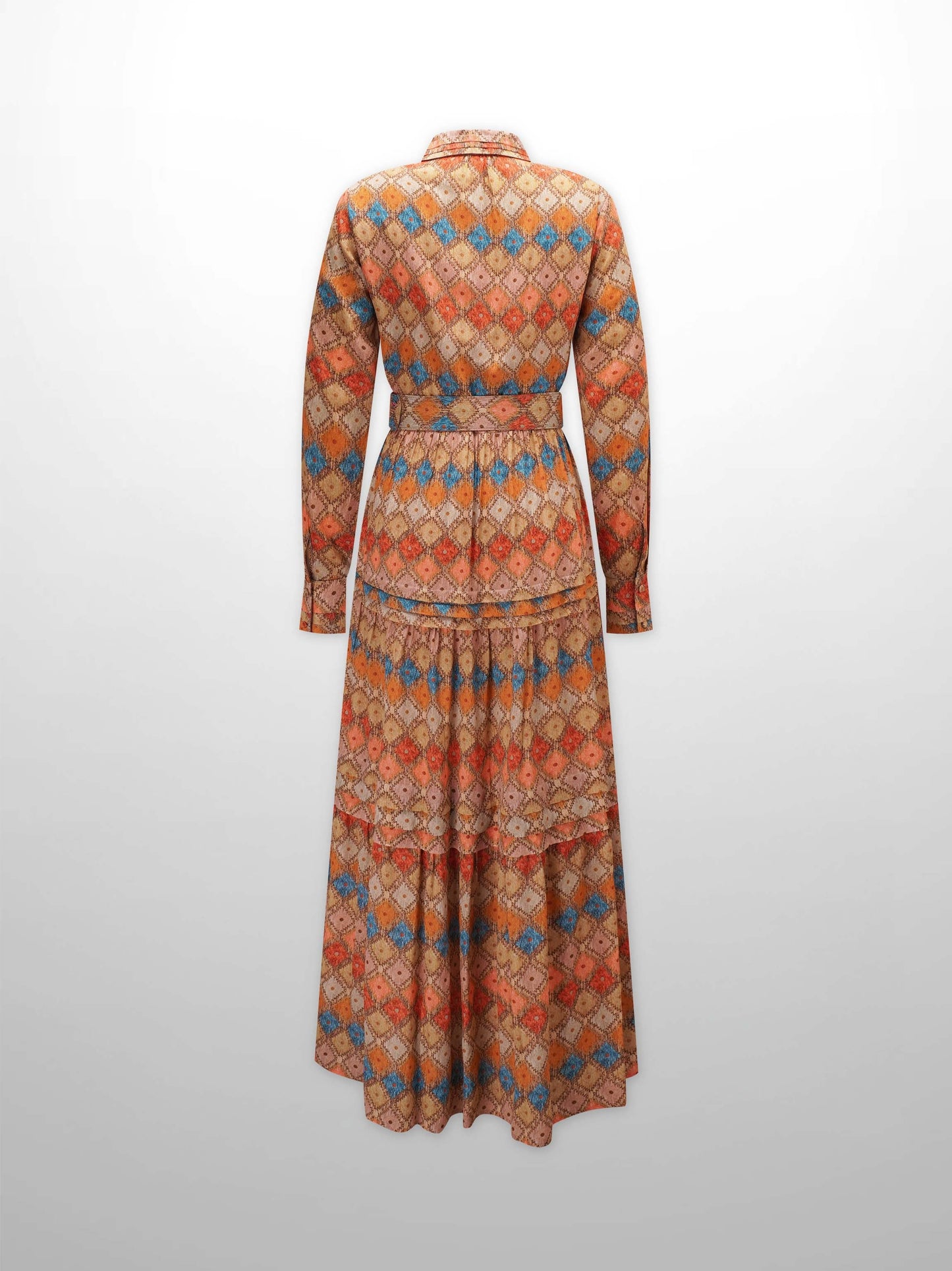 Pleated Tiered Maxi Dress-Diamond Design-2