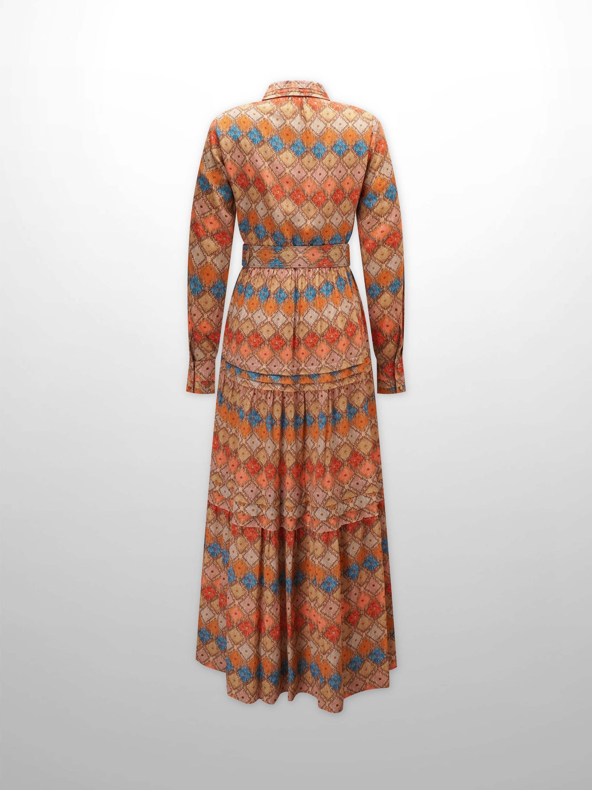 Pleated Tiered Maxi Dress-Diamond Design-2