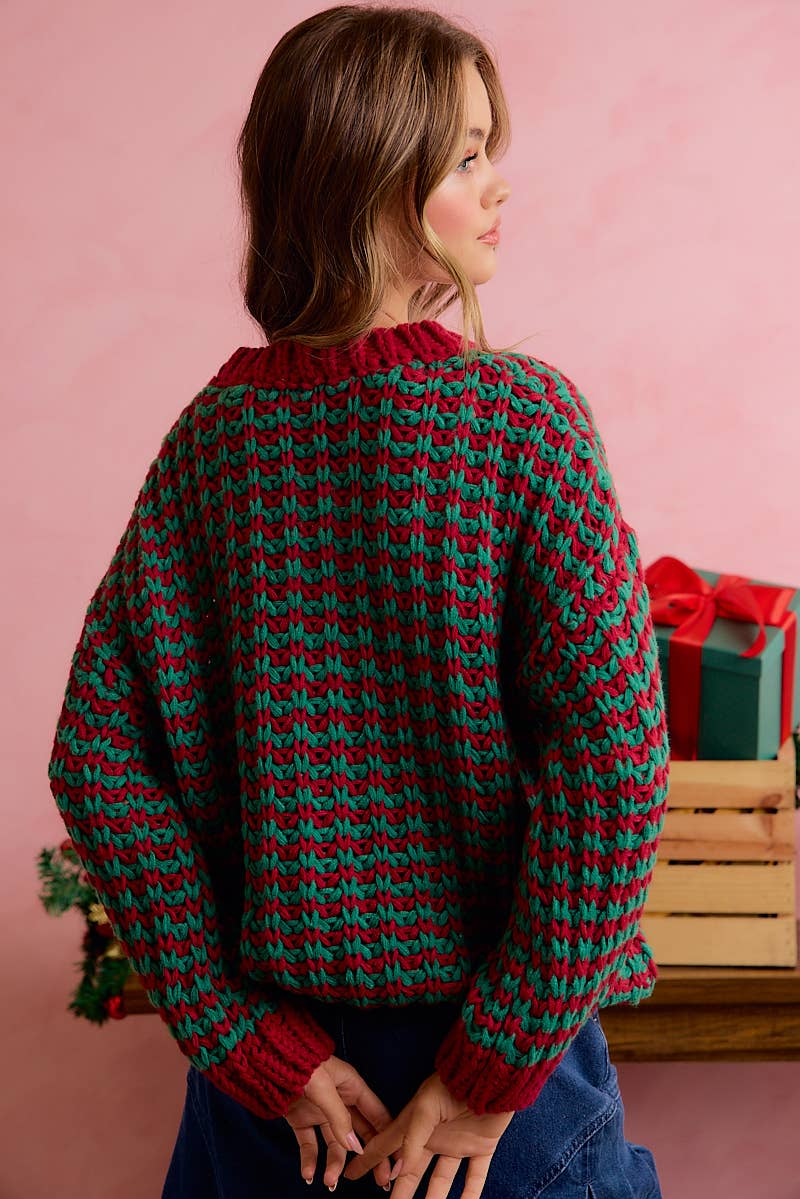 Pre-Order : CHRISTMAS CHUNKY KNIT HOLIDAY RELAXED FIT CARDIGAN