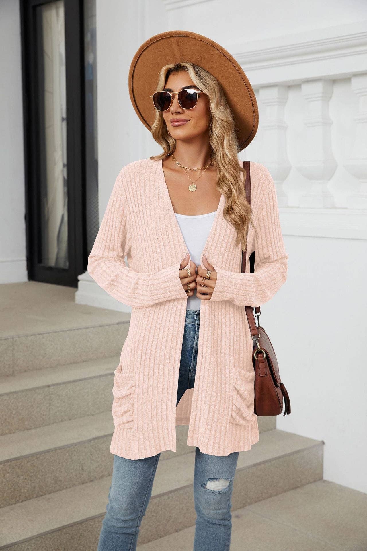 Pocket Long-sleeved Cardigan Sweater