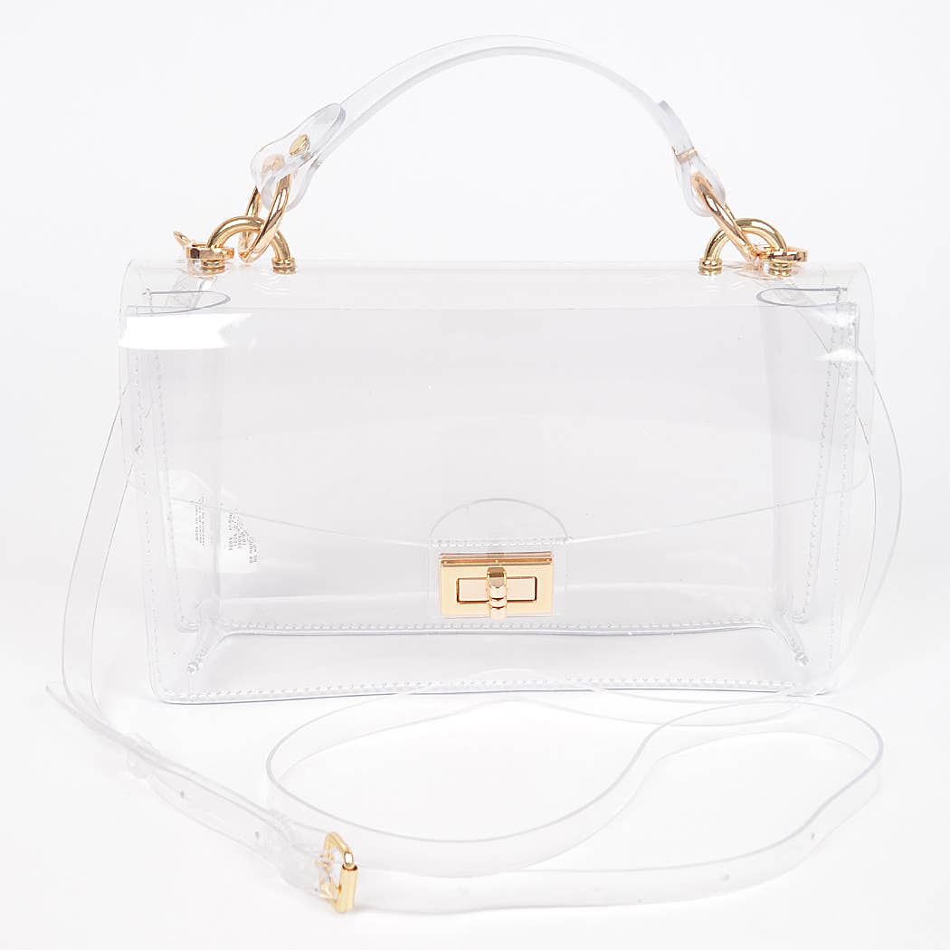 Transparent Metal Studded Flap Bag