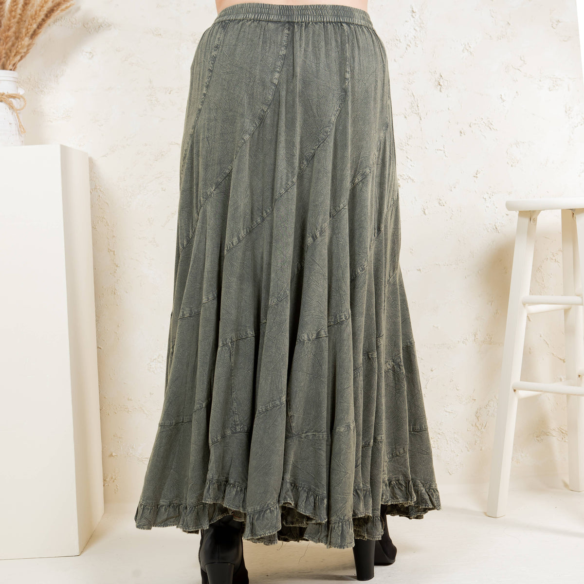 Boho Flair: Asymmetrical Mid-Length Skirt