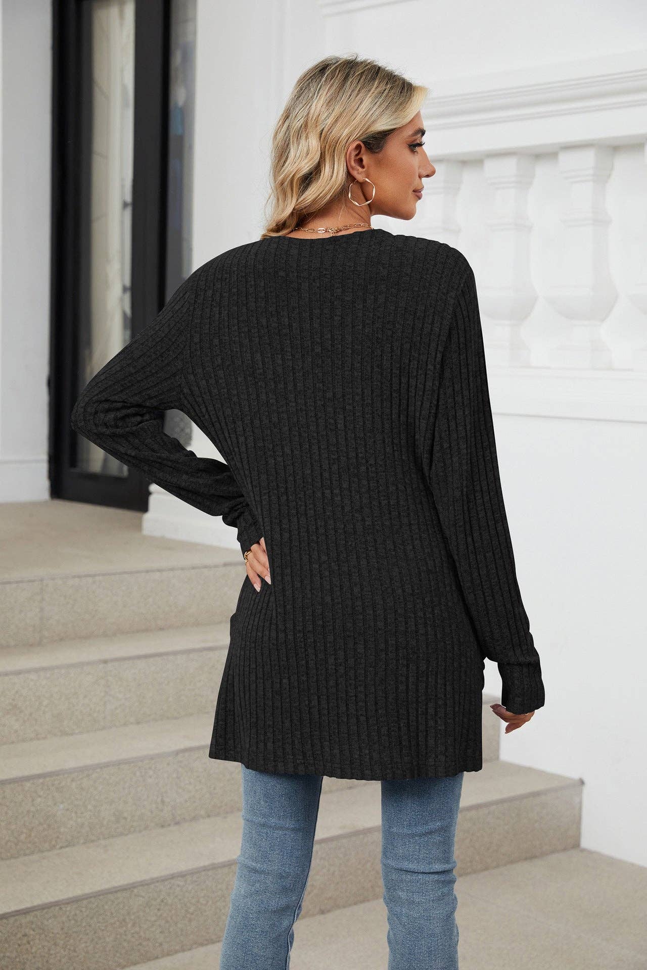 Pocket Long-sleeved Cardigan Sweater