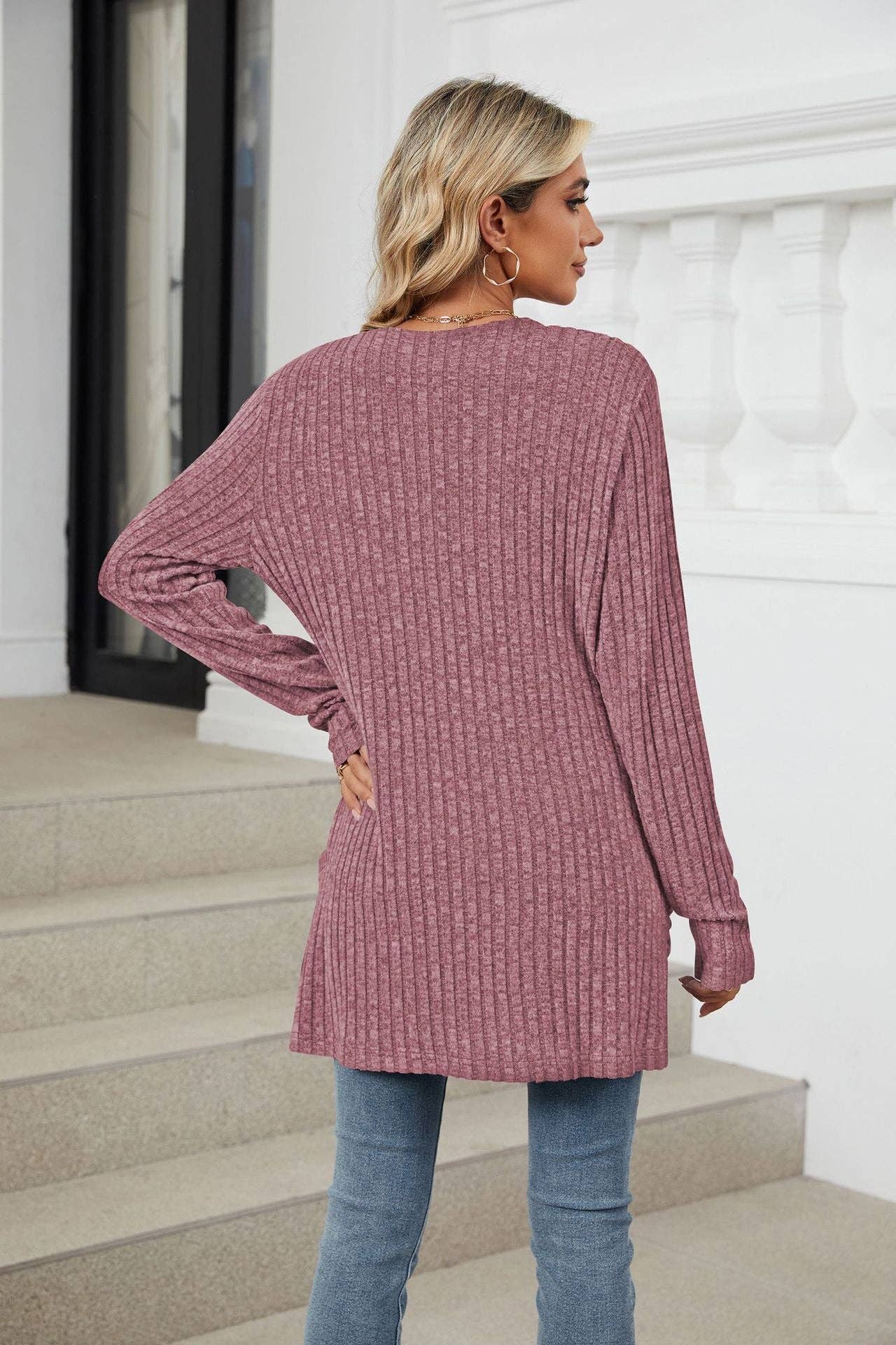 Pocket Long-sleeved Cardigan Sweater