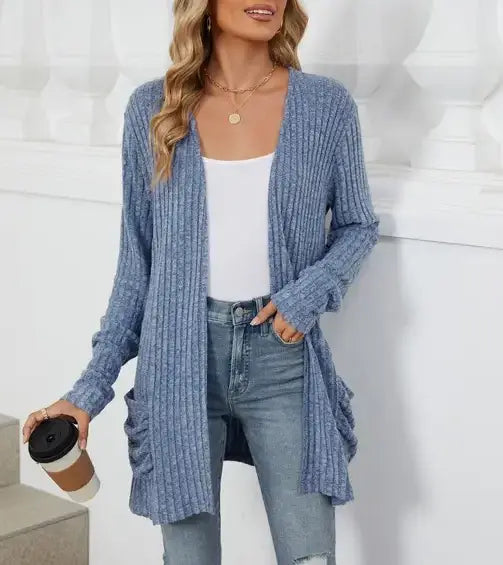 Pocket Long-sleeved Cardigan Sweater