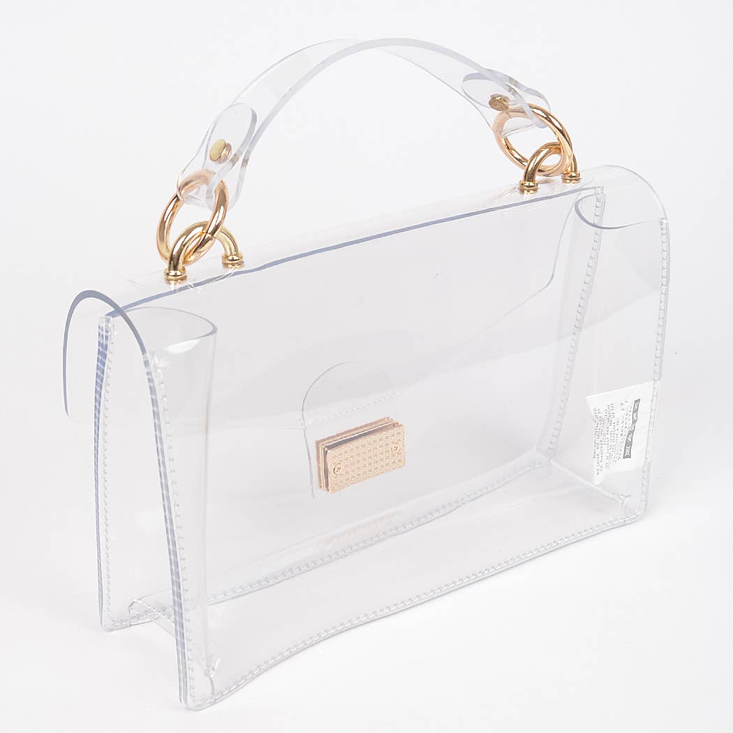 Transparent Metal Studded Flap Bag