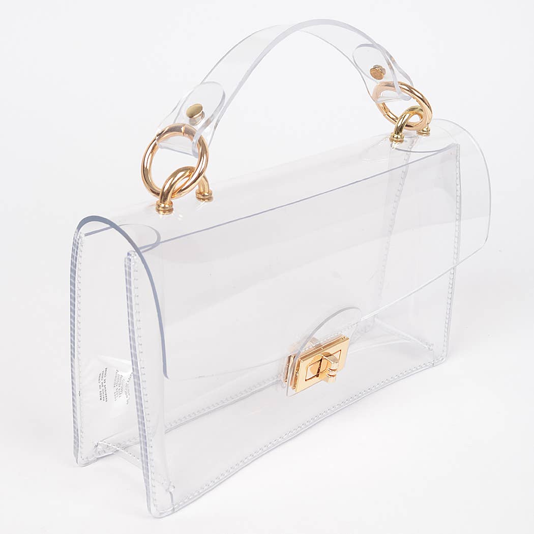 Transparent Metal Studded Flap Bag