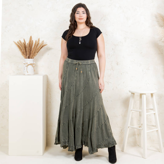 Boho Flair: Asymmetrical Mid-Length Skirt