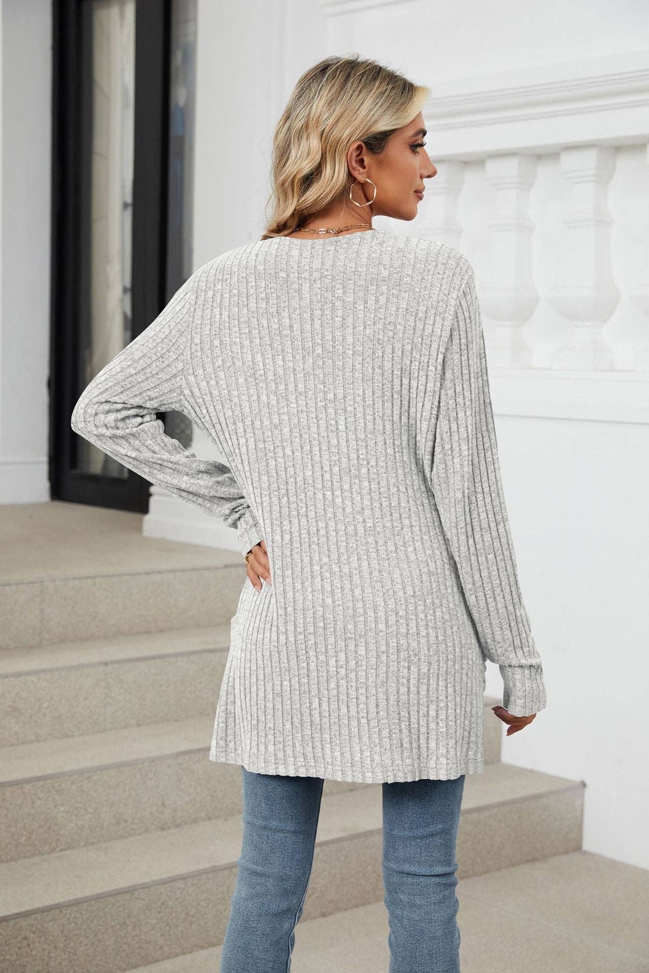 Pocket Long-sleeved Cardigan Sweater