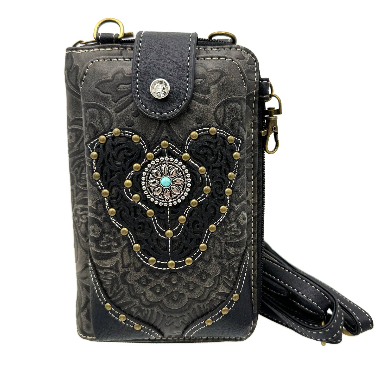 Western Medallion Crossbody Phone Wallet