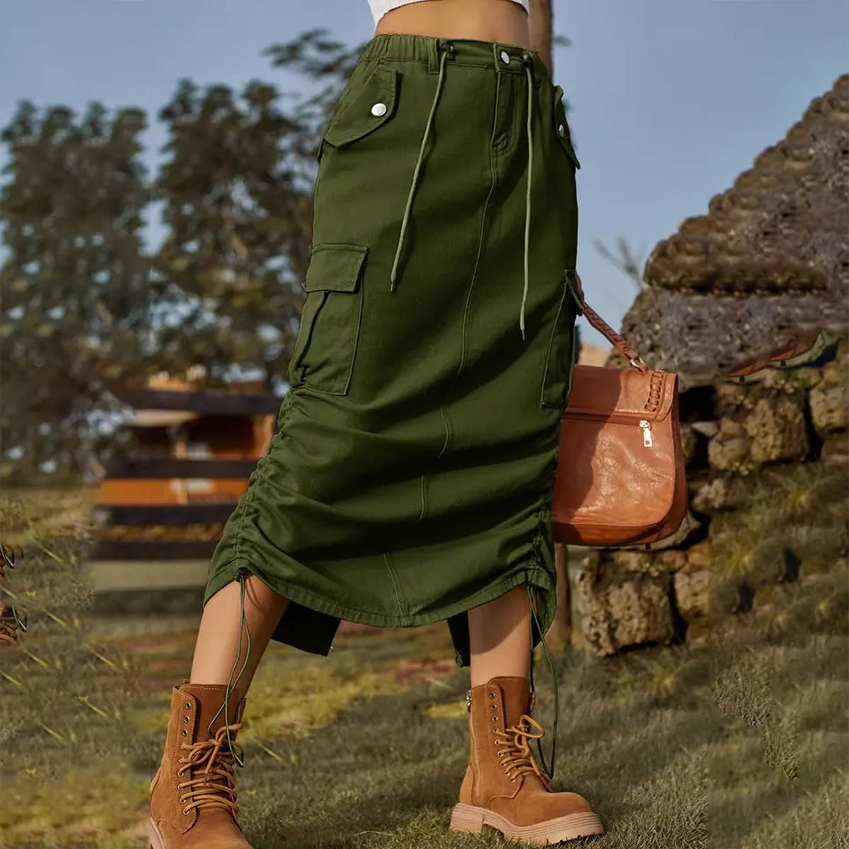 Women's Cargo Skirts with Drawstring