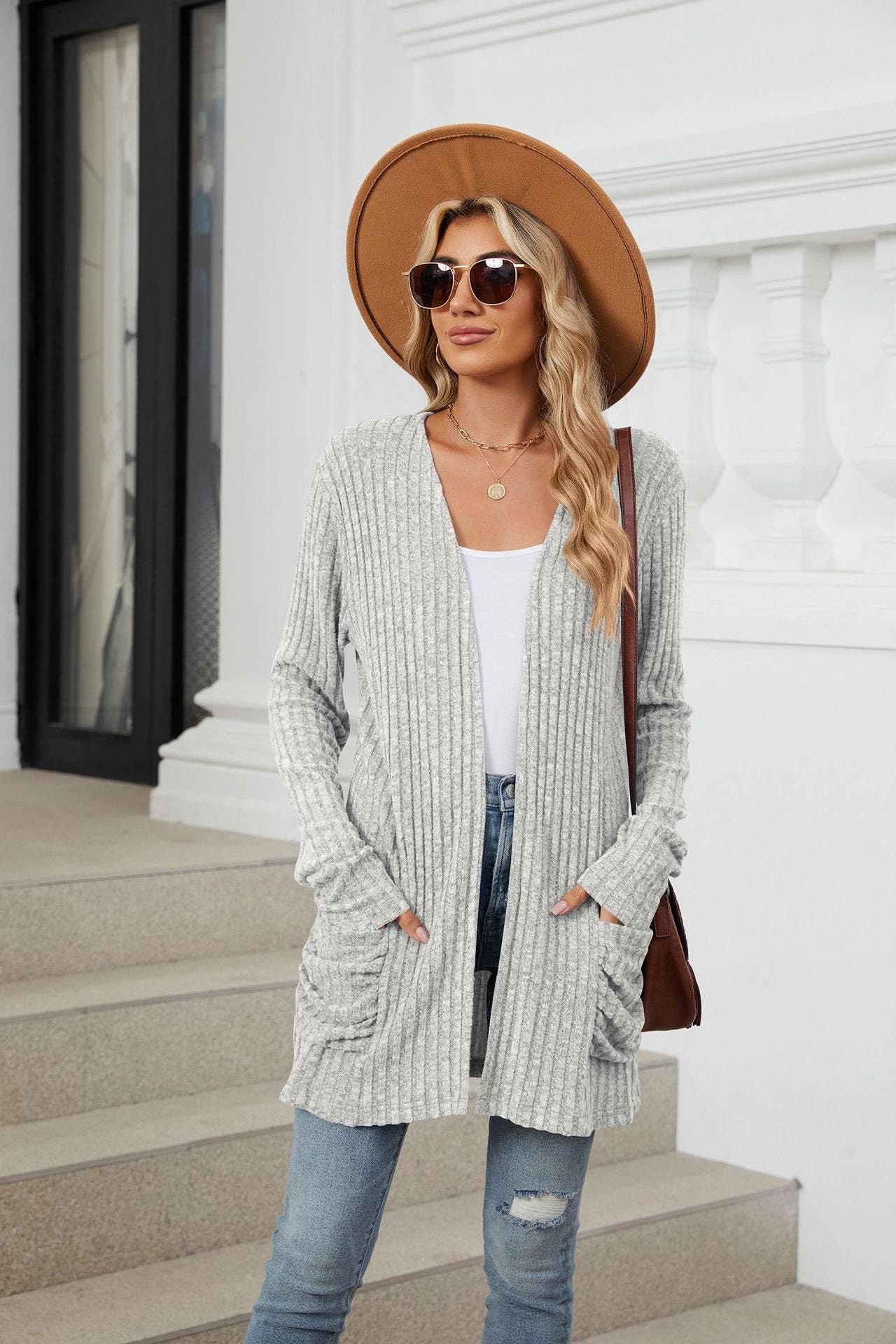 Pocket Long-sleeved Cardigan Sweater