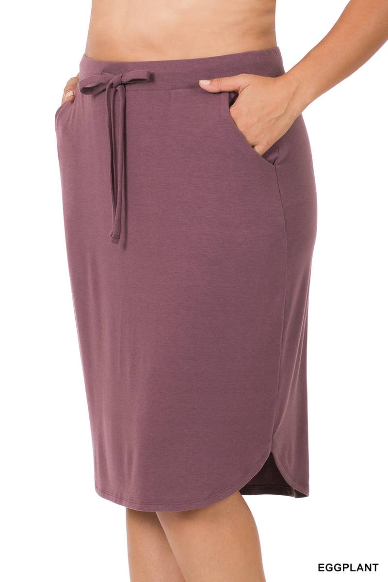 Everyday Drawstring Skirt W/pockets - Plus