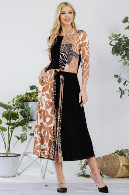 3/4 Sleeve Midi Dress