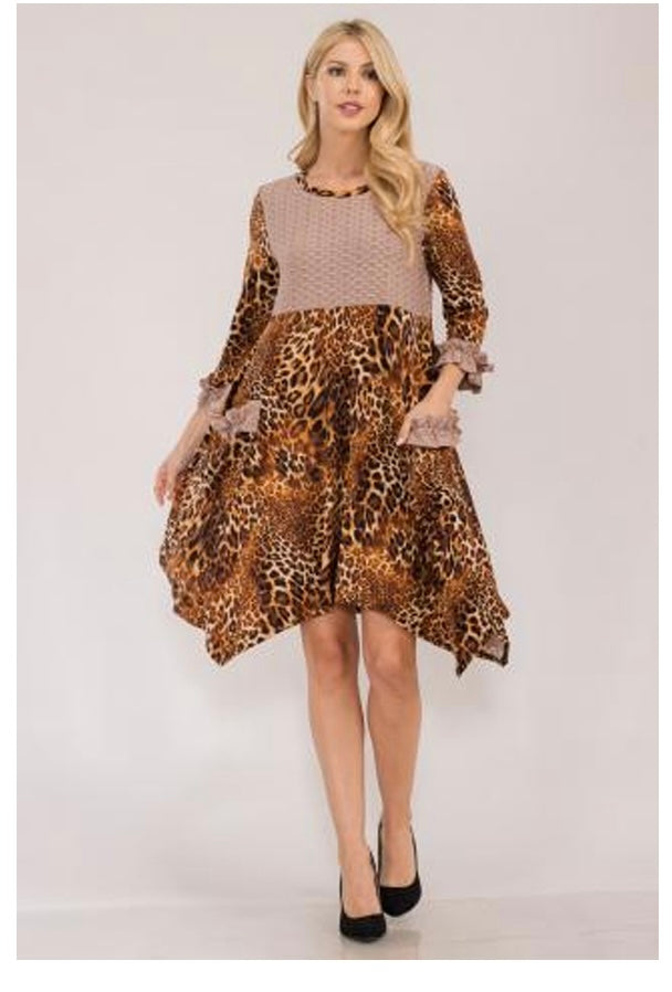 Animal Print Handkerchief Dress