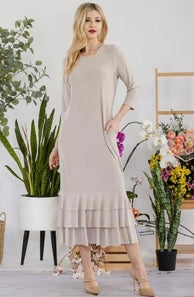 Kaitlyn Ruffled Tier Midi Layering Dress